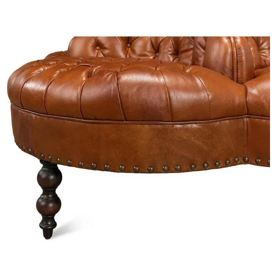 Unique Curved Leather Lobby Sofa - LOOMLAN - Sarreid - Sofas & Loveseats