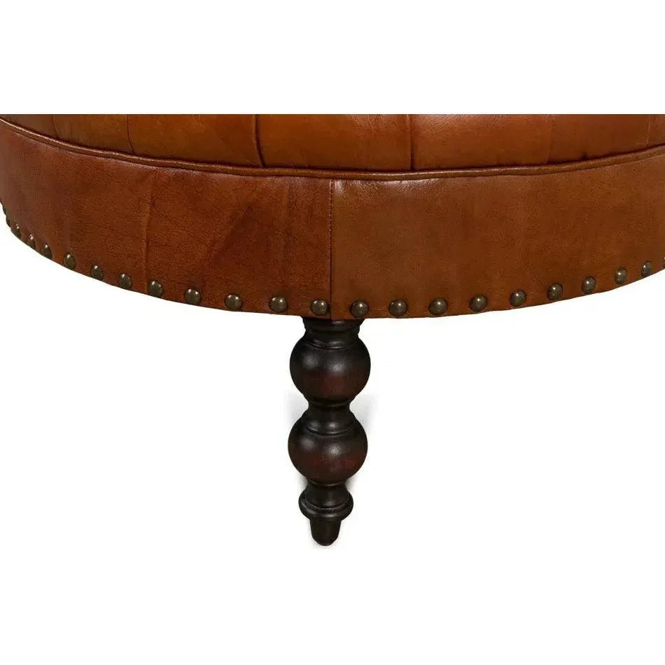 Unique Curved Leather Lobby Sofa - LOOMLAN - Sarreid - Sofas & Loveseats