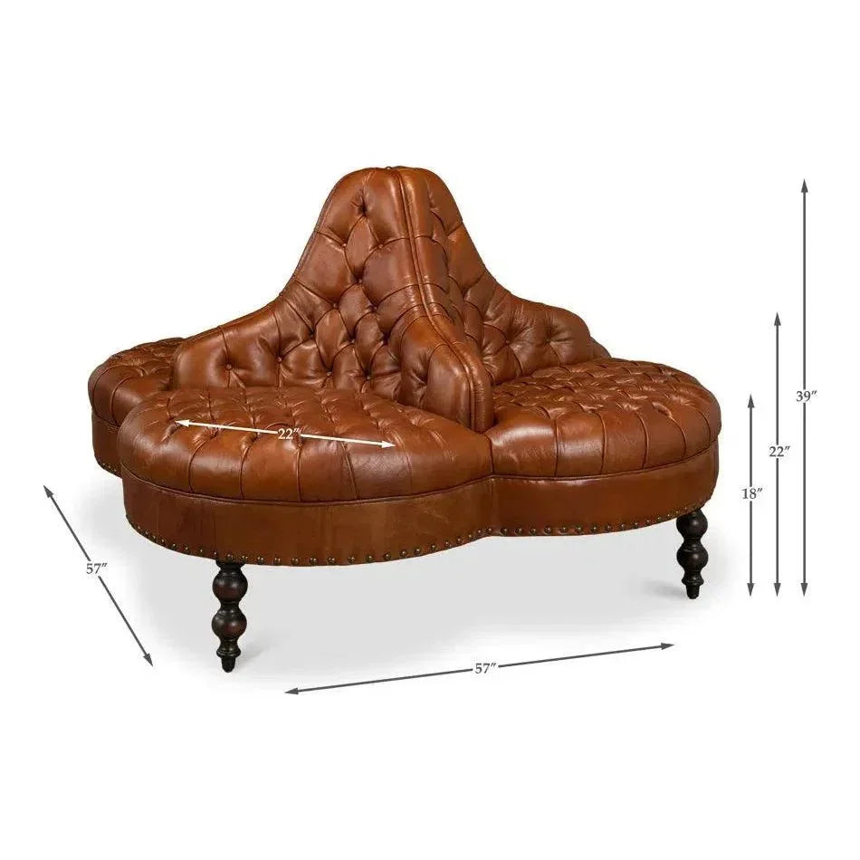 Unique Curved Leather Lobby Sofa - LOOMLAN - Sarreid - Sofas & Loveseats