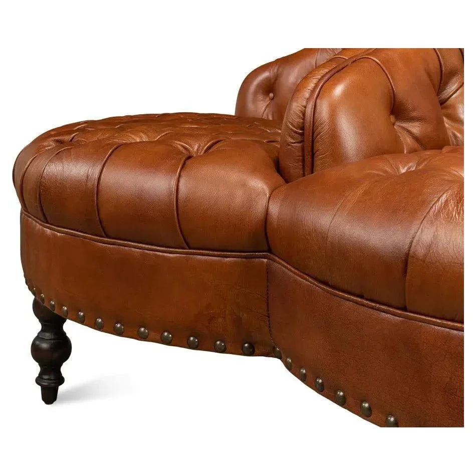 Unique Curved Leather Lobby Sofa - LOOMLAN - Sarreid - Sofas & Loveseats