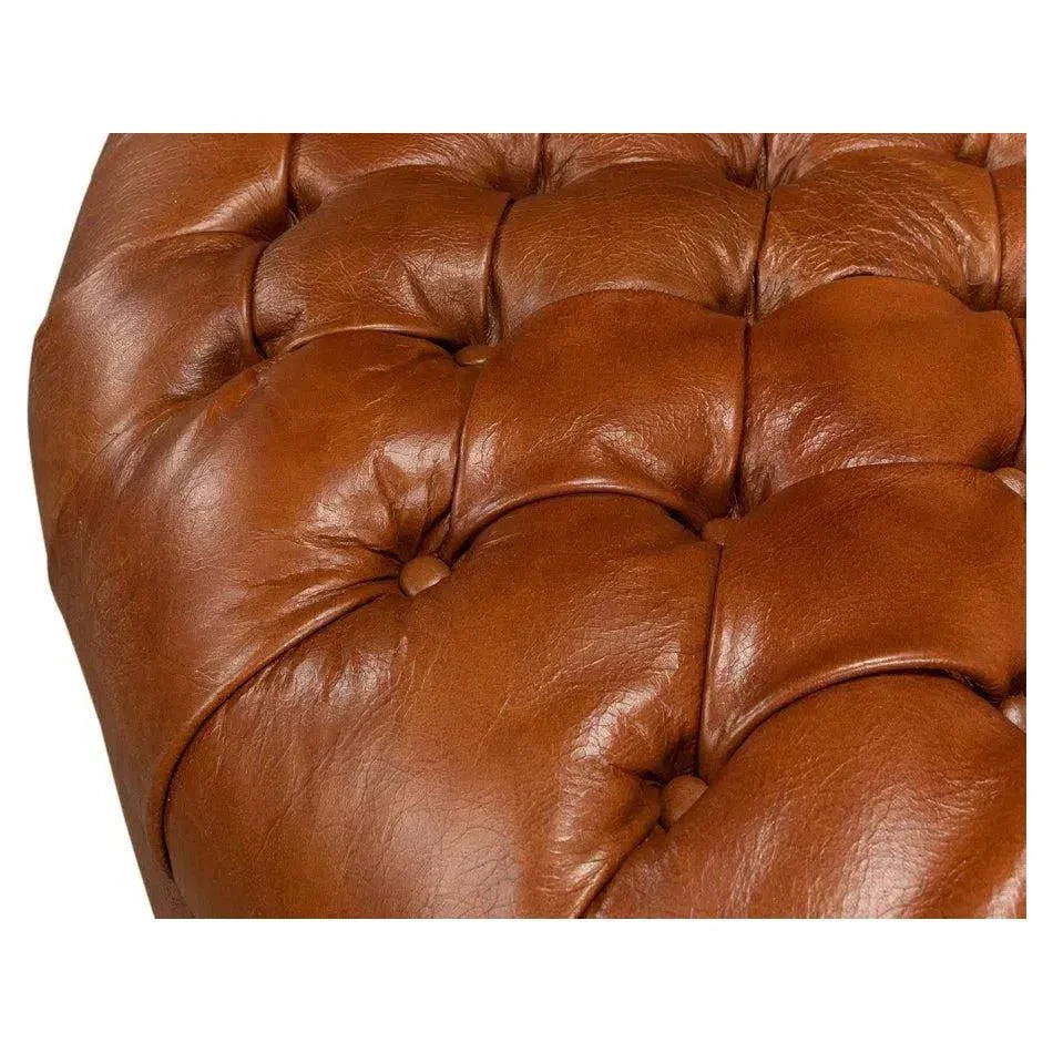 Unique Curved Leather Lobby Sofa - LOOMLAN - Sarreid - Sofas & Loveseats