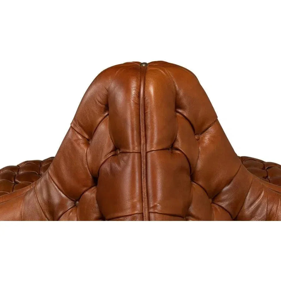 Unique Curved Leather Lobby Sofa - LOOMLAN - Sarreid - Sofas & Loveseats
