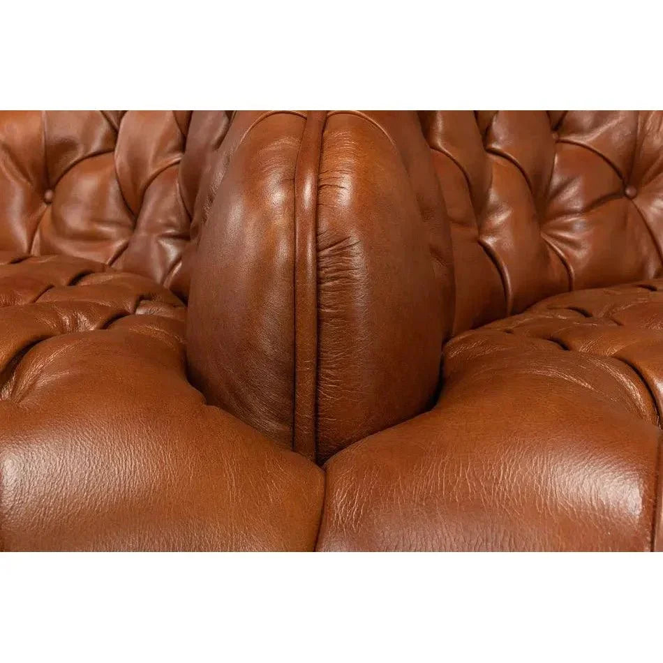 Unique Curved Leather Lobby Sofa - LOOMLAN - Sarreid - Sofas & Loveseats