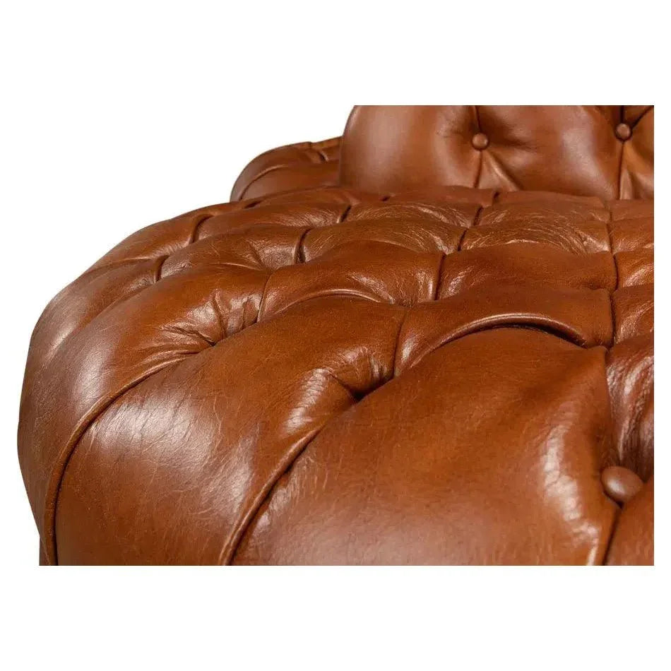 Unique Curved Leather Lobby Sofa - LOOMLAN - Sarreid - Sofas & Loveseats