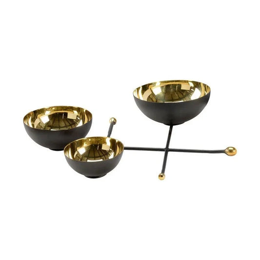 Unique Designed Black Metal Bowls - LOOMLAN - Chelsea House - Boxes & Bowls