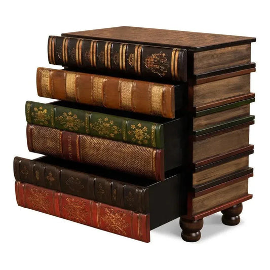 Unique Florentine Books Chairside Side Table - LOOMLAN - Sarreid - Side Tables