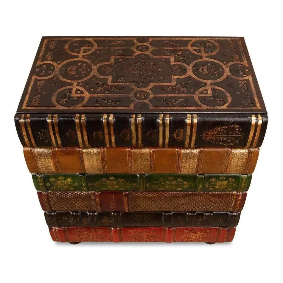 Unique Florentine Books Chairside Side Table - LOOMLAN - Sarreid - Side Tables