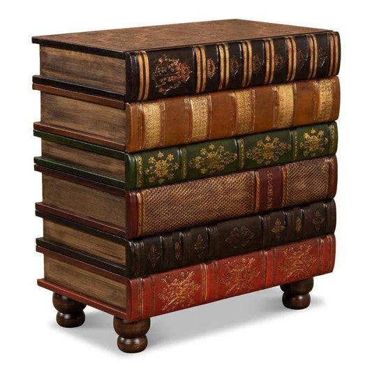 Unique Florentine Books Chairside Side Table - LOOMLAN - Sarreid - Side Tables