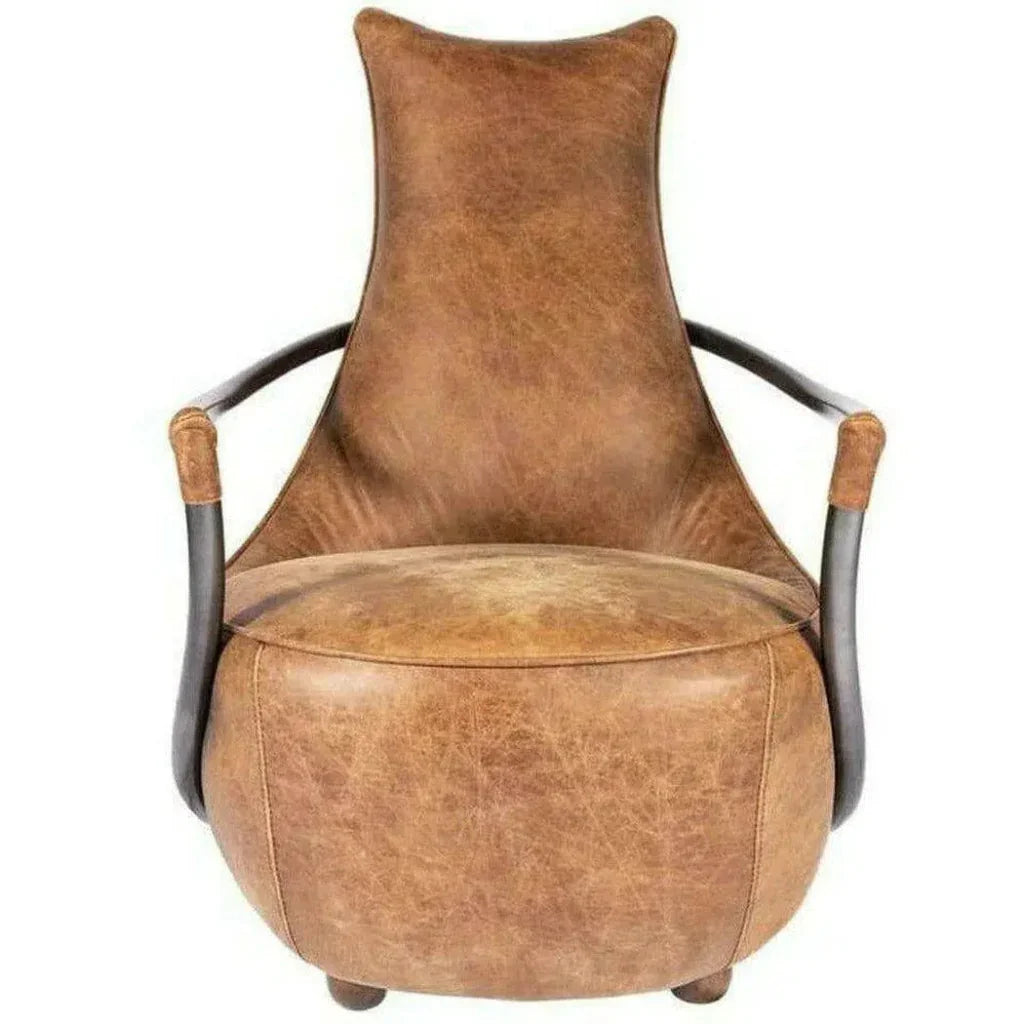 Unique Shape Tan Leather Club Chair - LOOMLAN - Moe's Home - Club Chairs