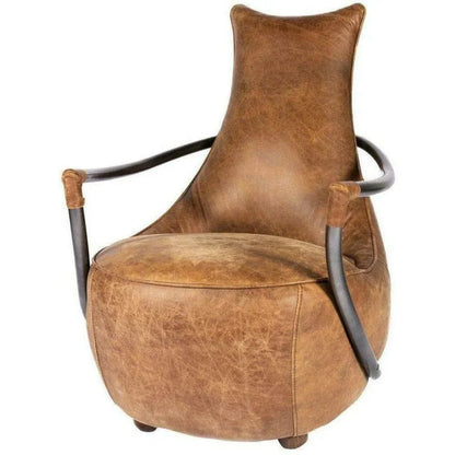 Unique Shape Tan Leather Club Chair - LOOMLAN - Moe's Home - Club Chairs