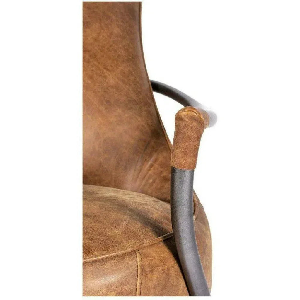 Unique Shape Tan Leather Club Chair - LOOMLAN - Moe's Home - Club Chairs