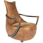 Unique Shape Tan Leather Club Chair - LOOMLAN - Moe's Home - Club Chairs