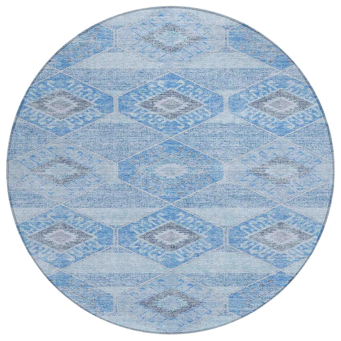Uraain Blue Washable Indoor-Outdoor Rug