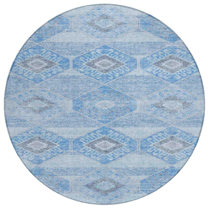 Uraain Blue Washable Indoor-Outdoor Rug