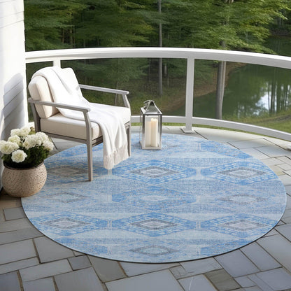 Uraain Blue Washable Indoor-Outdoor Rug