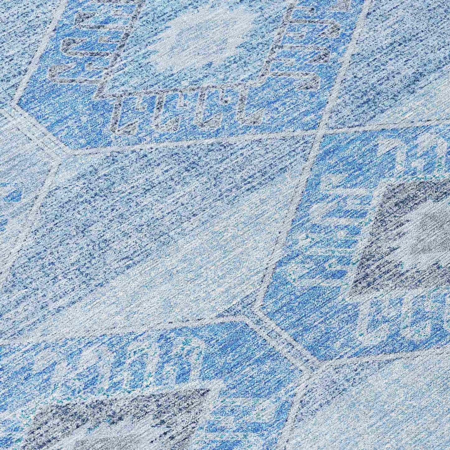 Uraain Blue Washable Indoor-Outdoor Rug