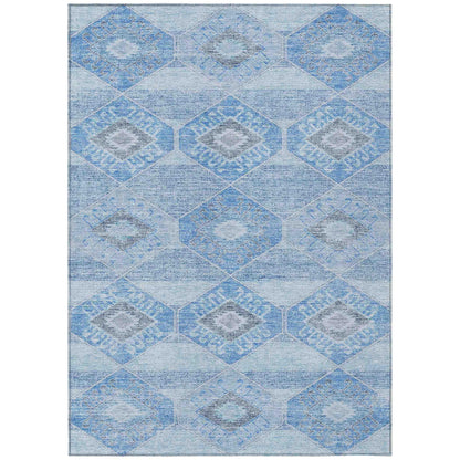 Uraain Blue Washable Indoor-Outdoor Rug