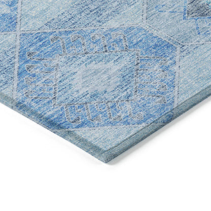 Uraain Blue Washable Indoor-Outdoor Rug