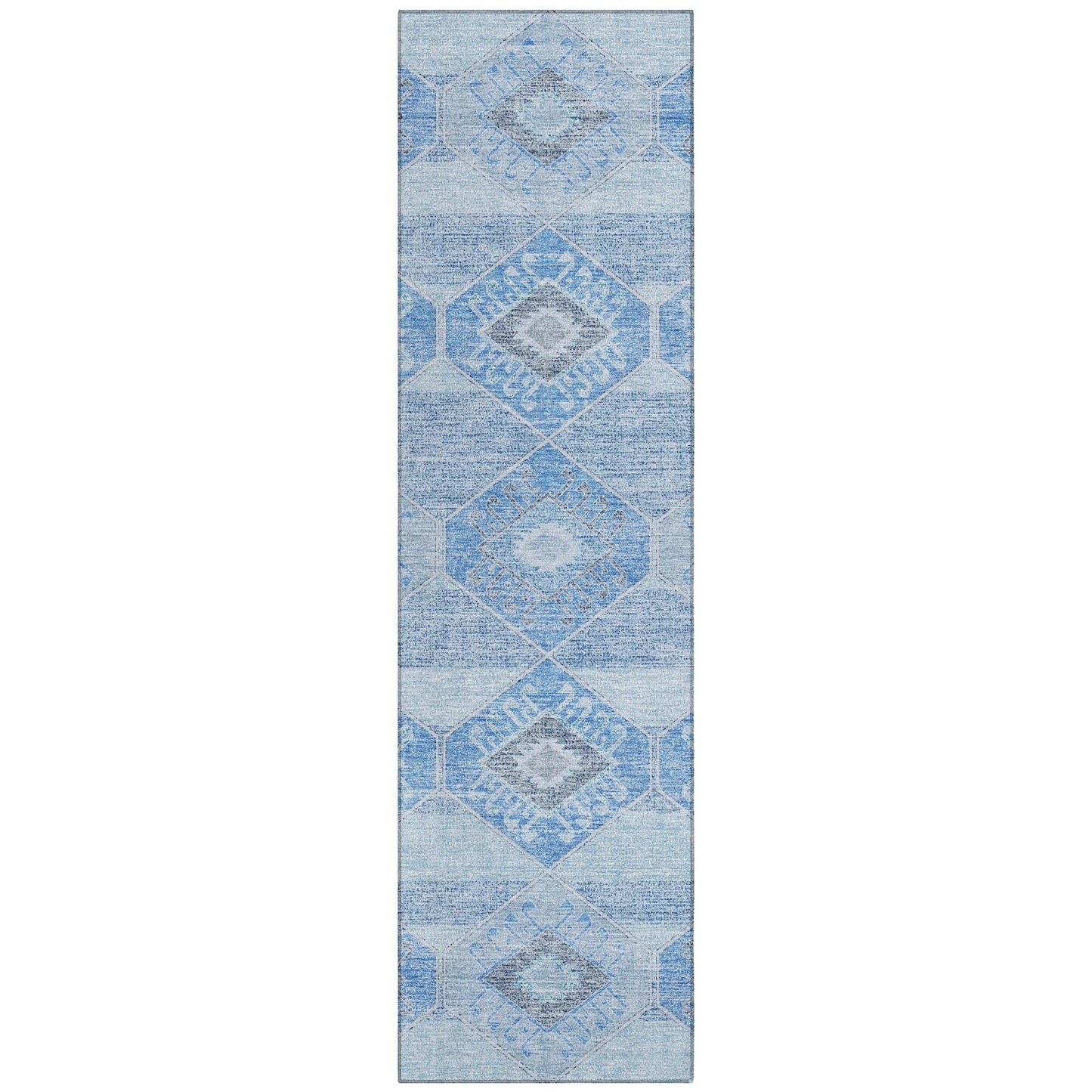 Uraain Blue Washable Indoor-Outdoor Rug