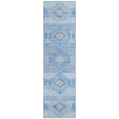 Uraain Blue Washable Indoor-Outdoor Rug