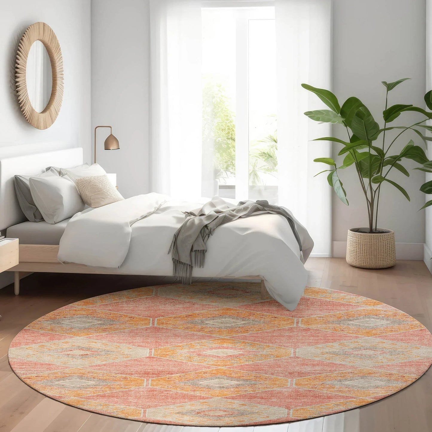 Uraain Coral Washable Indoor-Outdoor Rug