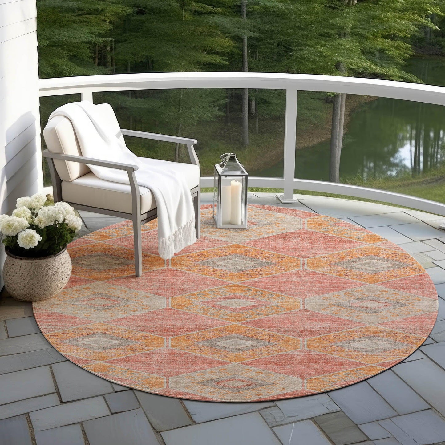 Uraain Coral Washable Indoor-Outdoor Rug