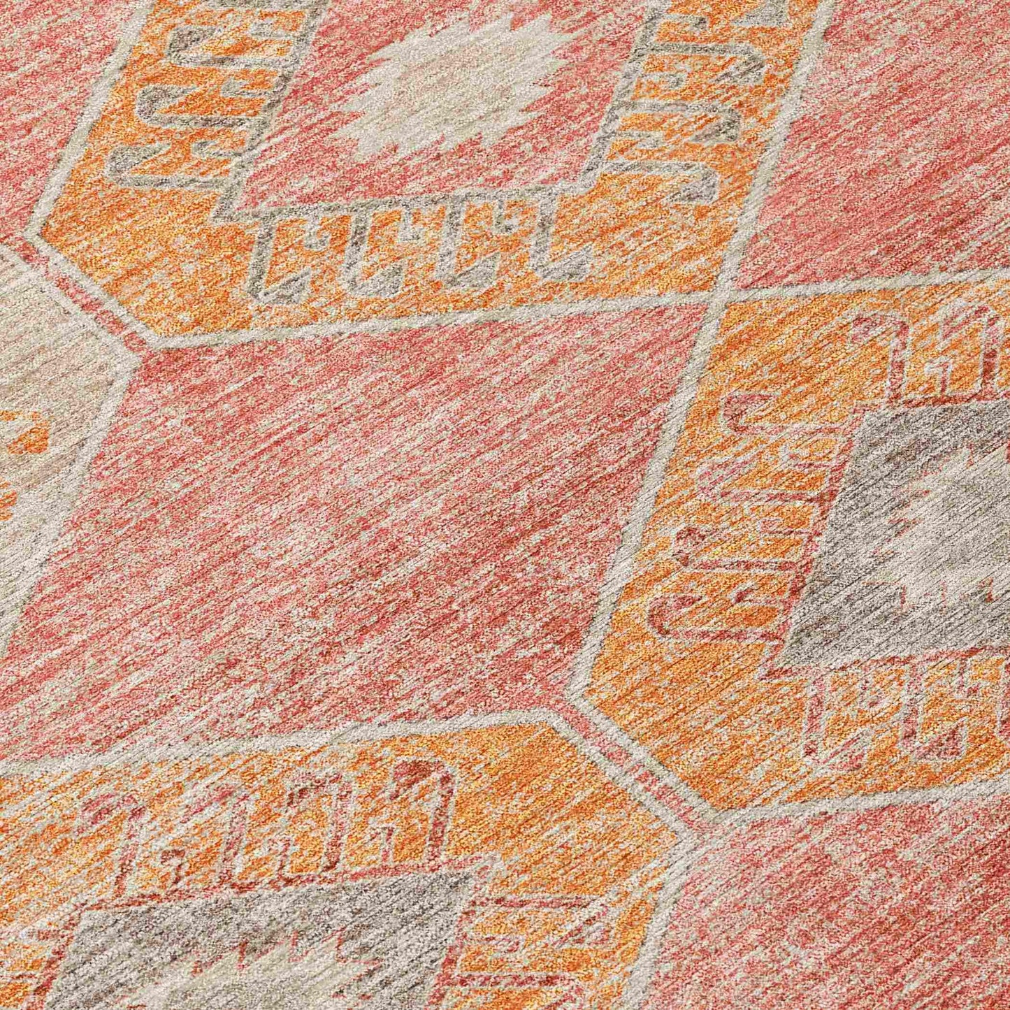 Uraain Coral Washable Indoor-Outdoor Rug