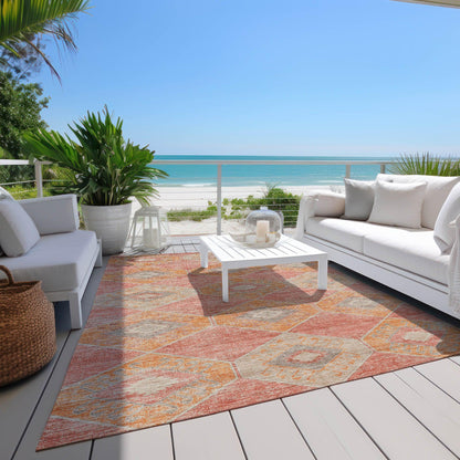 Uraain Coral Washable Indoor-Outdoor Rug