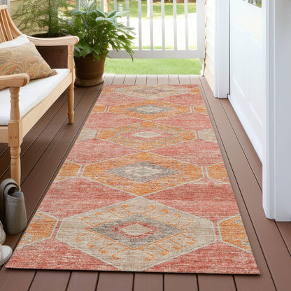 Uraain Coral Washable Indoor-Outdoor Rug
