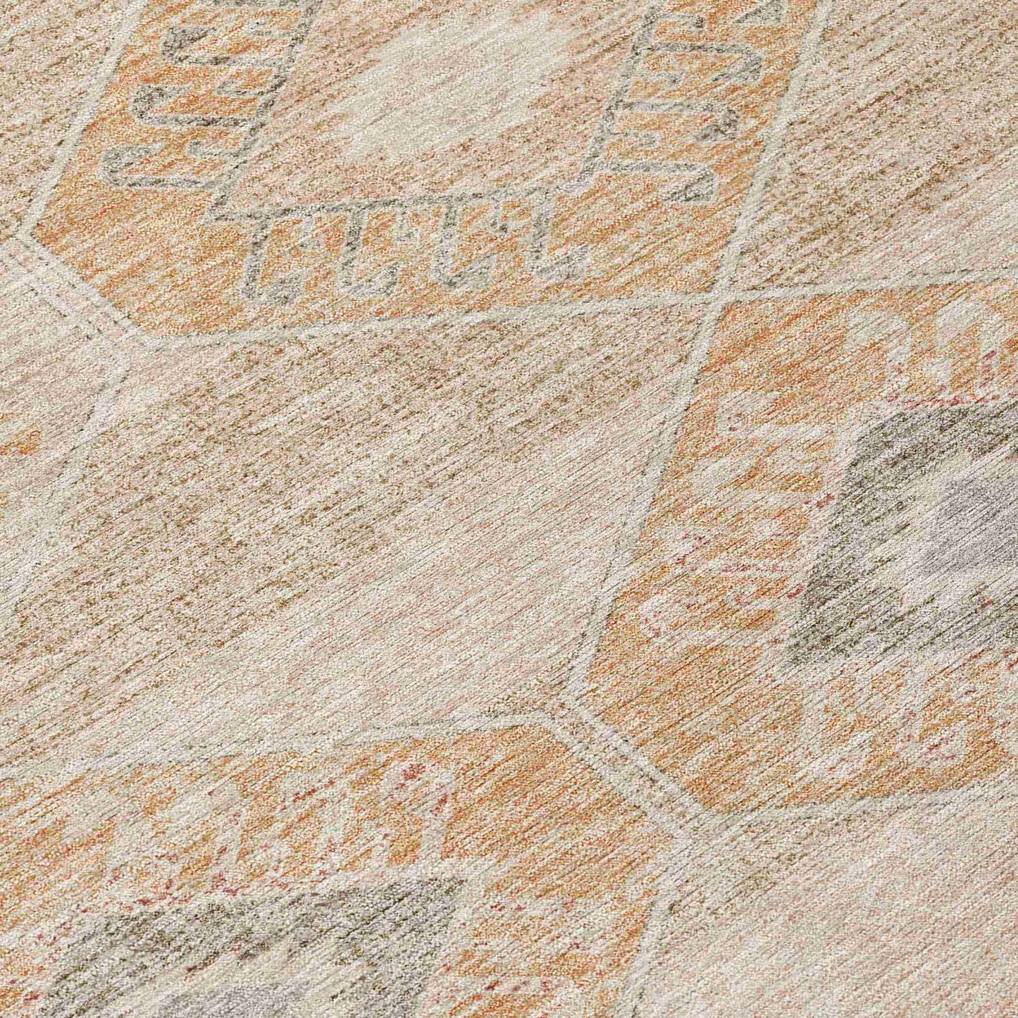 Uraain Orange Washable Indoor-Outdoor Rug