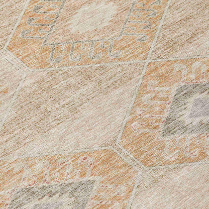 Uraain Orange Washable Indoor-Outdoor Rug