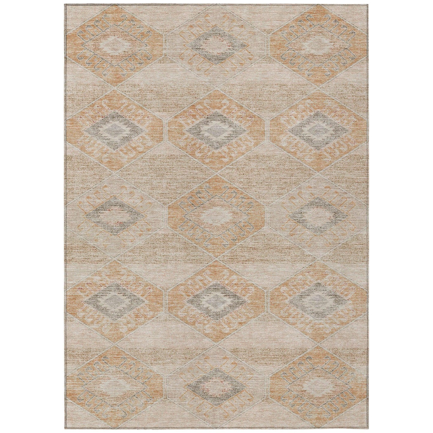 Uraain Orange Washable Indoor-Outdoor Rug
