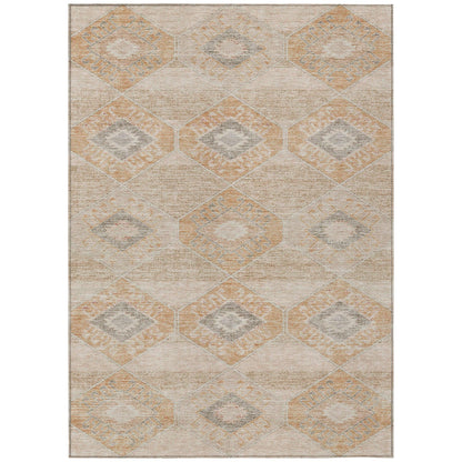 Uraain Orange Washable Indoor-Outdoor Rug