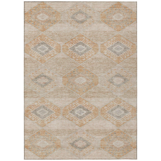 Uraain Orange Washable Indoor-Outdoor Rug