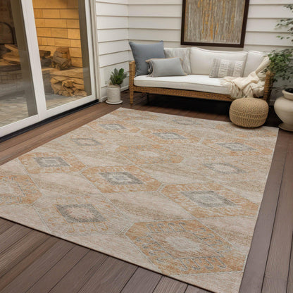 Uraain Orange Washable Indoor-Outdoor Rug