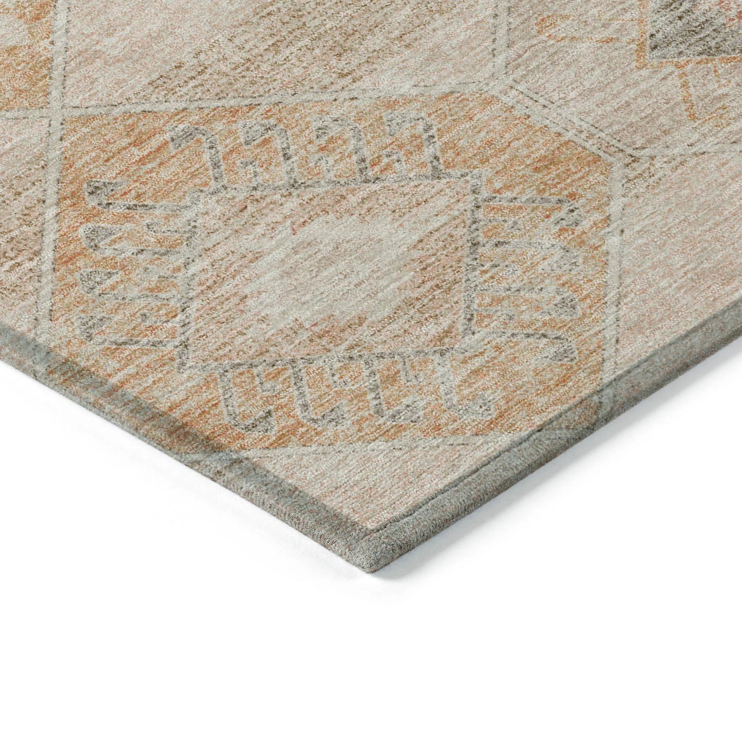 Uraain Orange Washable Indoor-Outdoor Rug