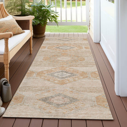 Uraain Orange Washable Indoor-Outdoor Rug