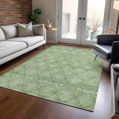 Uraas Green Washable Indoor-Outdoor Rug