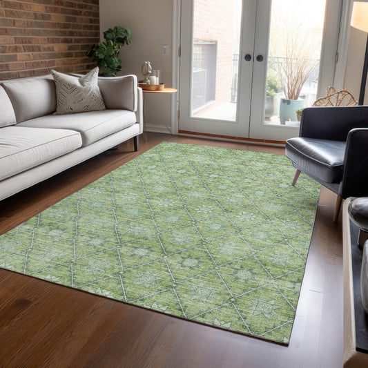 Uraas Green Washable Indoor-Outdoor Rug