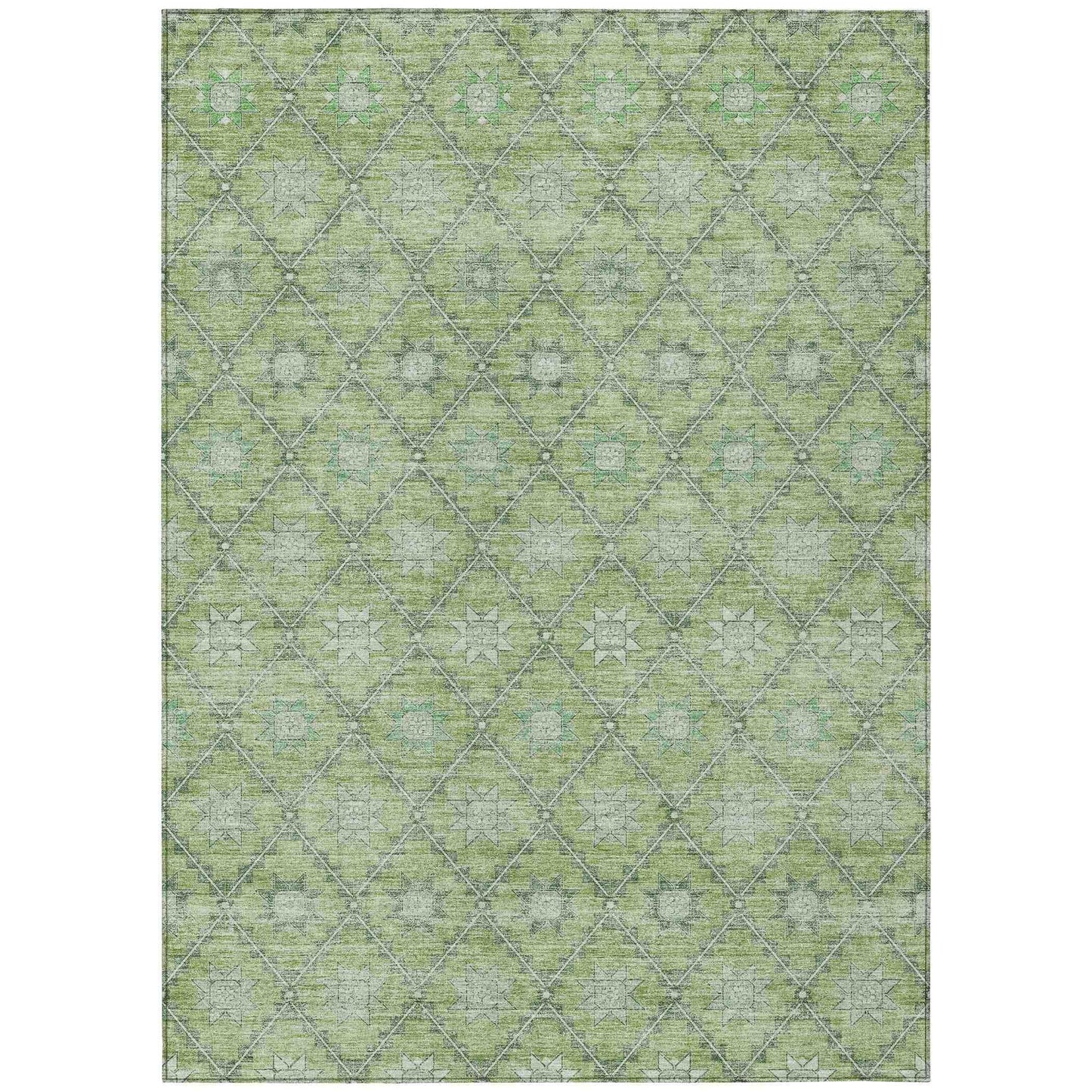 Uraas Green Washable Indoor-Outdoor Rug
