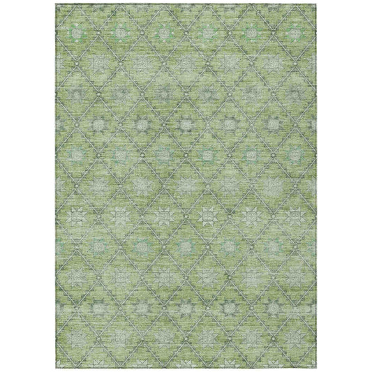 Uraas Green Washable Indoor-Outdoor Rug