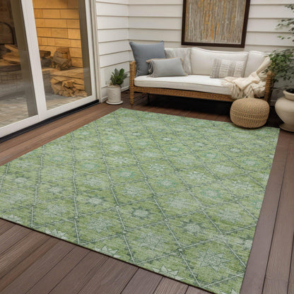 Uraas Green Washable Indoor-Outdoor Rug