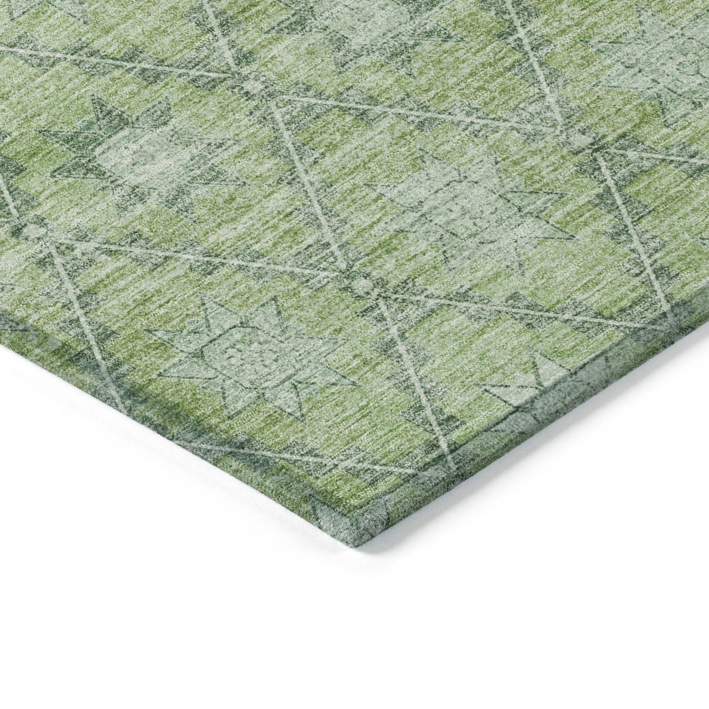Uraas Green Washable Indoor-Outdoor Rug