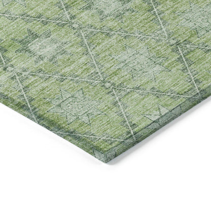 Uraas Green Washable Indoor-Outdoor Rug