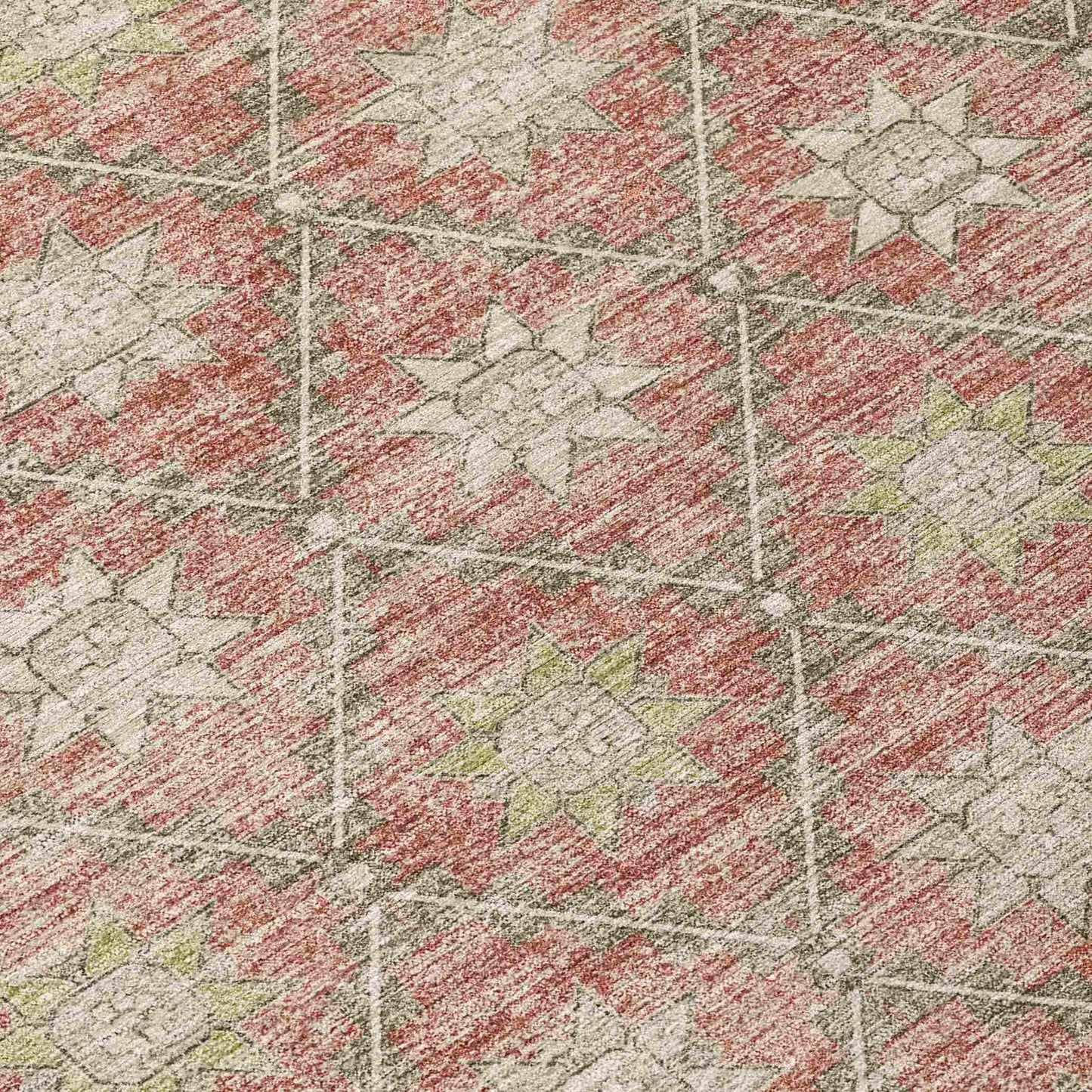 Uraas Orange Washable Indoor-Outdoor Rug