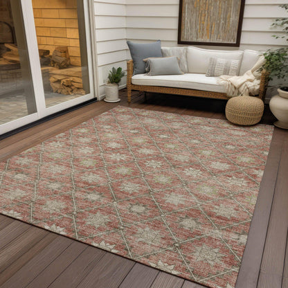 Uraas Orange Washable Indoor-Outdoor Rug