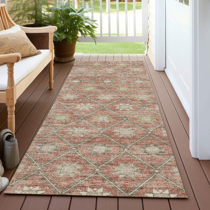 Uraas Orange Washable Indoor-Outdoor Rug