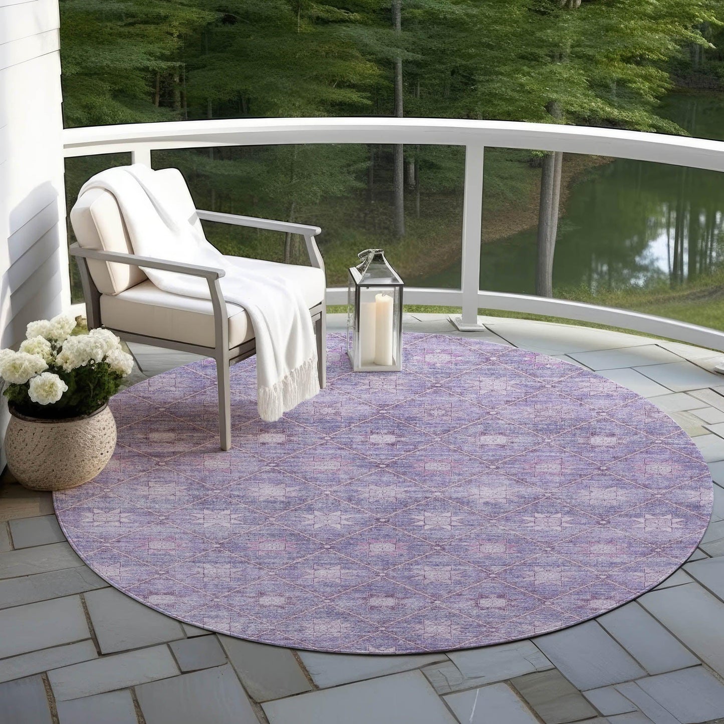 Uraas Purple Washable Indoor-Outdoor Rug