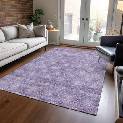 Uraas Purple Washable Indoor-Outdoor Rug