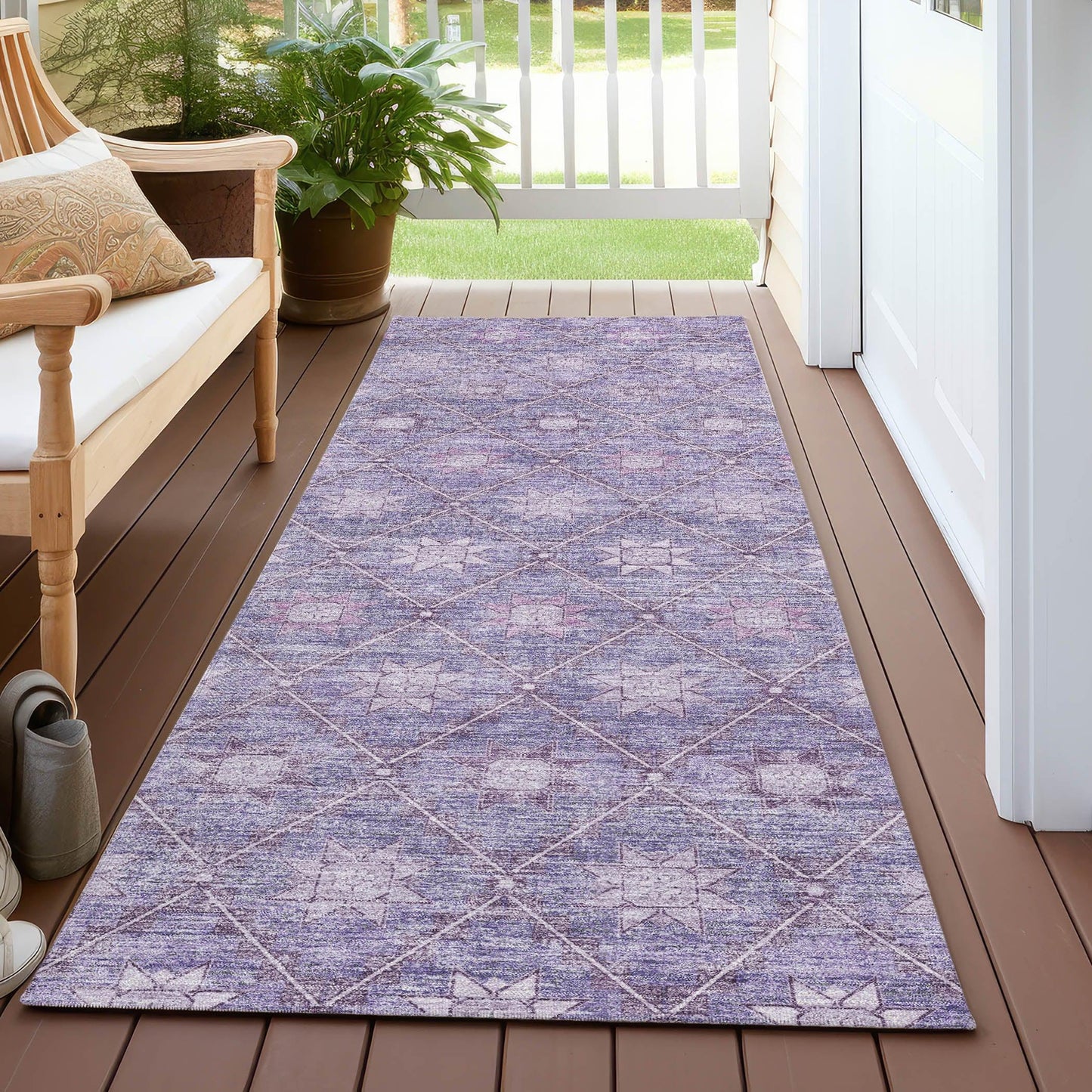 Uraas Purple Washable Indoor-Outdoor Rug